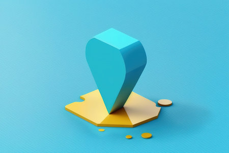 3d render of map pointer on blue background. 3d renderの写真素材