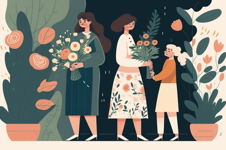 Flower shop. Florist, florist, florist, gardener. Vector illustrationの写真素材