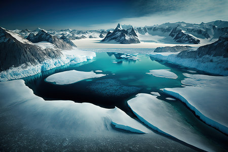 Icebergs in the glacier lagoon in Iceland. Toned.
