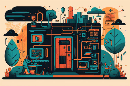 Vector illustration of modern technology concept. Smart home and internet of things