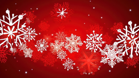 Red Christmas background with snowflakes. Vector illustration. Eps 10.の写真素材