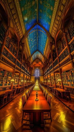 Inside the Library of the University of Cambridge, England, UK.の写真素材