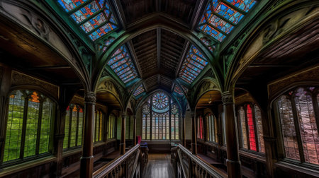 Interior view of the University of Cambridge, England, UK.の写真素材