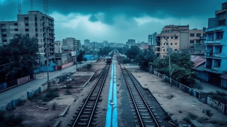 Railway tracks in the city of Mumbai, Maharashtra, India.の素材