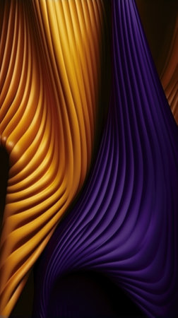 3d render, abstract background with purple and orange wavy linesの素材
