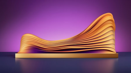 3d rendering of golden podium for product presentation. Abstract background.の素材