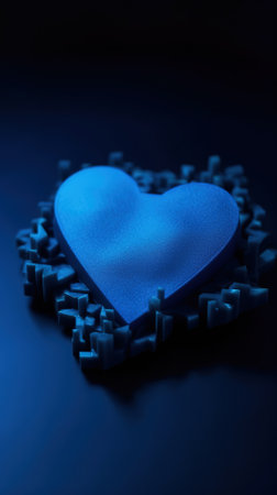 Blue heart on a dark blue background. Valentine's day concept.の素材