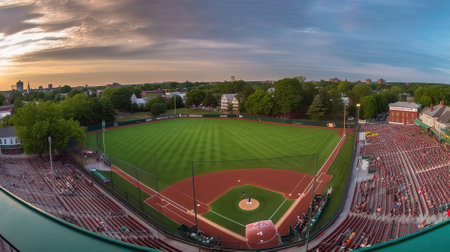 Baseball field at sunset in Philadelphia, Pennsylvania, United States.の素材