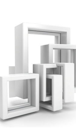 White abstract cube on a white background. 3d render illustration.の素材