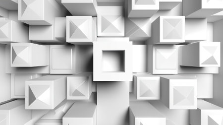 Abstract 3d rendering of white cubes. Futuristic background with geometric shapes.の素材
