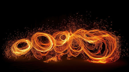 Fire flames on a black background. 3d rendering, 3d illustration.の素材