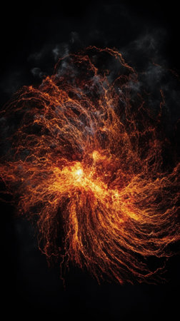 Abstract fractal illustration for creative design looks like an explosion of fireの素材