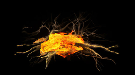 Fire flames isolated on black background. Abstract fire flames isolated on black backgroundの素材