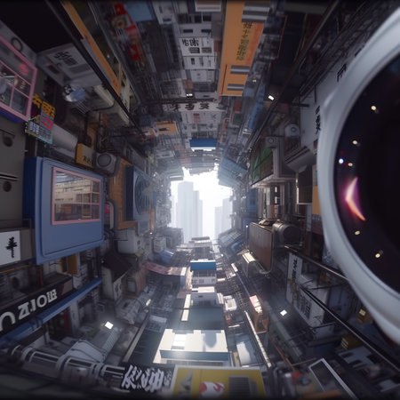 3d rendering of a spaceship in a futuristic space station corridor.の素材