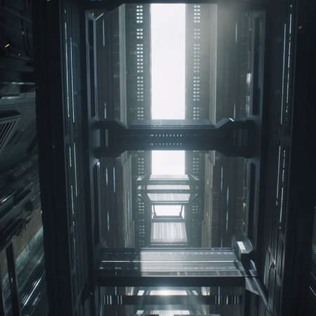 Garibaldi Towers interior. Garibaldi Towers are two important modern skyscrapers, 100 meter high, energy self-sufficient thanks to solar panelsの素材