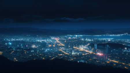 Beautiful night view of Seoul city, South Korea. Panoramaの素材