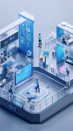3d illustration of people working in a modern office. Business conceptの素材