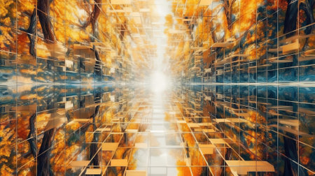 Abstract 3d rendering of geometric composition. Futuristic background design.の素材