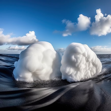 Icebergs floating in the sea. 3d illustration. Nature composition.の素材