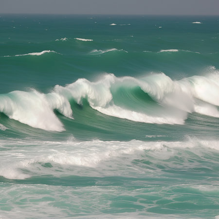 Waves on the Atlantic Ocean in Portugal. Close-up.の素材