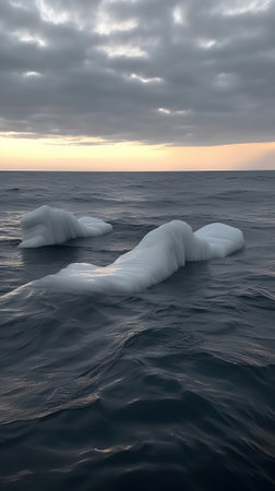 Icebergs floating in the sea at sunset. Natural composition.の素材