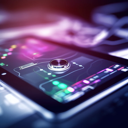 Smartphone with the music player on the screen. 3d renderingの素材