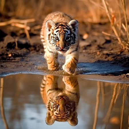 Panthera tigris altaica in waterholeの素材