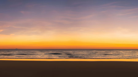 Beautiful sunset on the beach and sea - filter effect processing styleの写真素材