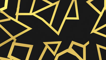 abstract 3d rendering of geometric shapes in black and gold colorsの素材