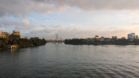 Panoramic view of the Nile river in Luxor, Egyptの写真素材