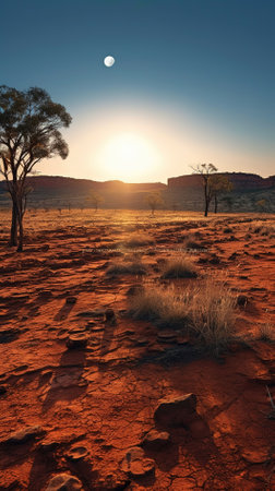 sunset in the desert of karijini national park, western australiaの素材