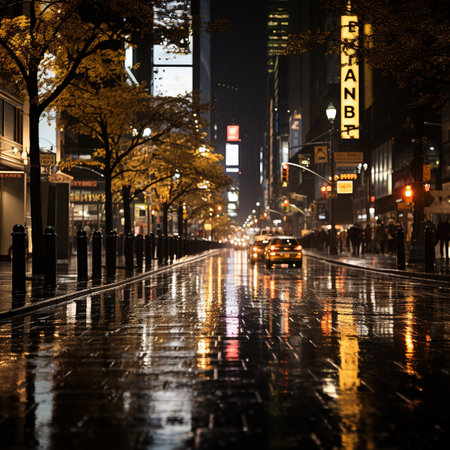 Manhattan street at night.の素材
