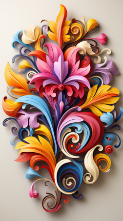 colorful abstract heart on a beige background. 3d illustrationの素材