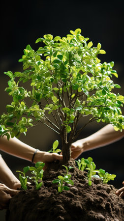 A beautiful illustration of planting treesの素材