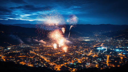 Beautiful Illustration of Firework over the sky for special celebrationの素材