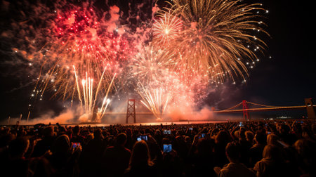Beautiful Illustration of Firework over the sky for special celebrationの素材