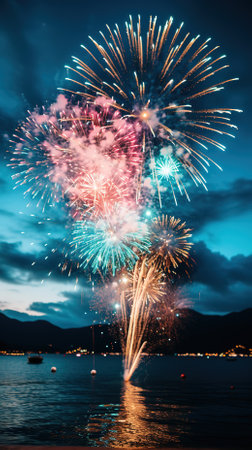 Beautiful Illustration of Firework over the sky for special celebrationの素材