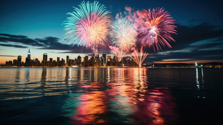 Beautiful Illustration of Firework over the sky for special celebrationの素材