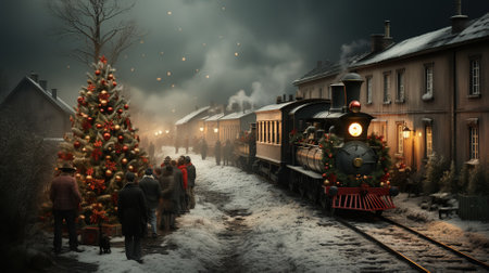 A Steam Train During the Christmas Seasonの素材