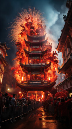 A Vibrant and Colorful Chinese Happy New Year Festivalの素材