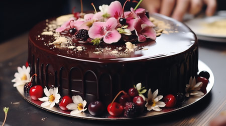 A Baked Decorated Chocolate Cake for Happy Birthdayの素材
