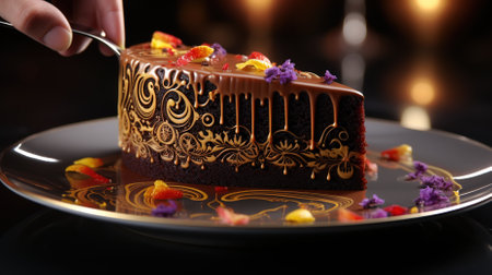 A Baked Decorated Chocolate Cake for Happy Birthdayの素材