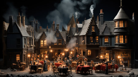 A Burns Night scene in a modern setting, such as a city restaurant or a concert venueの素材