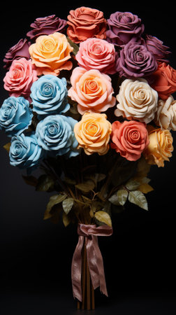 A bouquet of roses in different color for the loved ones during valentine's dayの素材
