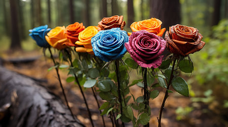 A bouquet of roses in different color for the loved ones during valentine's dayの素材