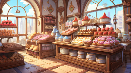 A Chocolate Day scene with a specific character or object, such as a chocolatier, a chocolate fountain, or a box of chocolatesの素材