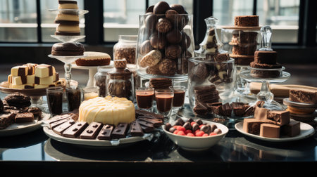 A Chocolate Day scene in a specific location, such as a chocolate shop, a bakery, or a restaurantの素材