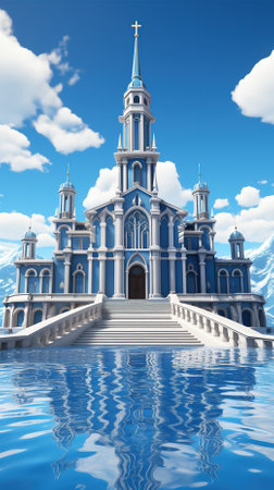 A Christian church scene in a specific locationの素材