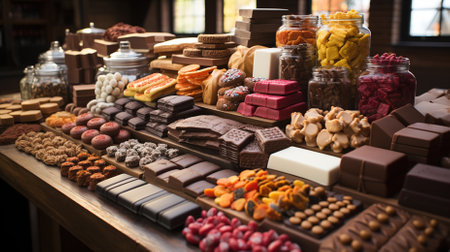 Close-up of a Variety of Chocolate Items for Chocolate Day During Valentines Seasonの素材