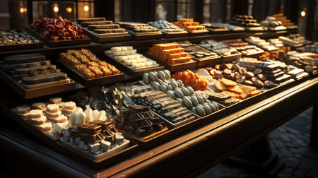 Close-up of a Variety of Chocolate Items for Chocolate Day During Valentines Seasonの素材